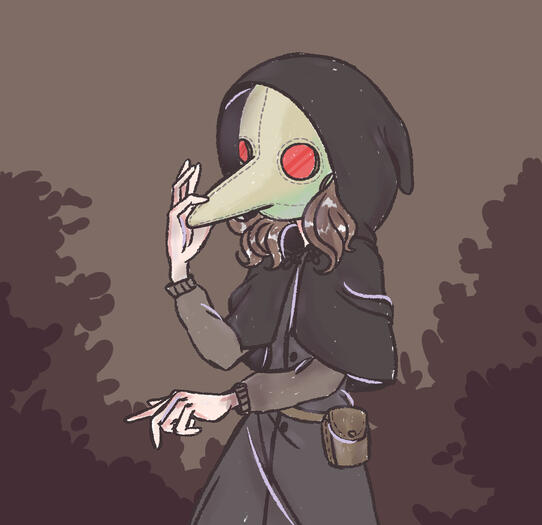 Colaboración de teléfono descompuesto con temática de la peste negra.